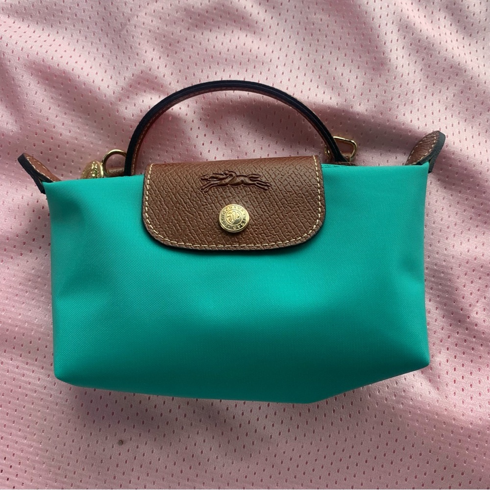 Women's canvas mini tote Longchamp Le Pliage turquoise